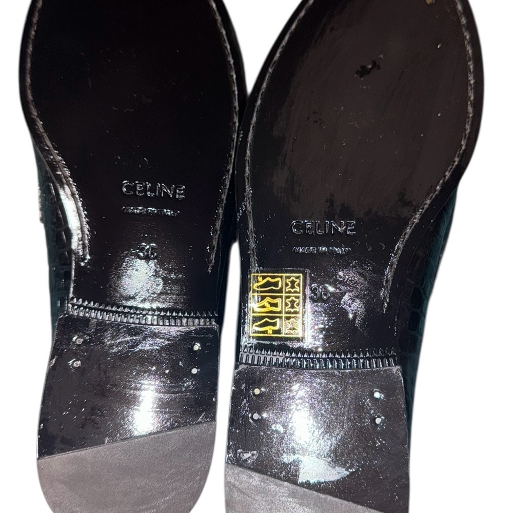 Celine Luco Triomphe Tassel Croc Embossed Leather Loafers Sz EU36/US 6 - Picture 5 of 7